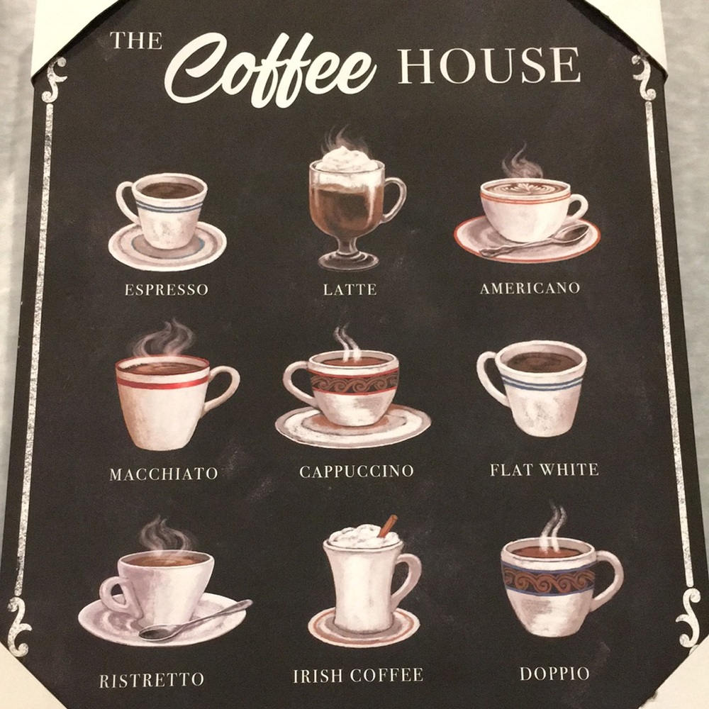 The Coffee House Rustic Cafe Wall Hanging NWT 20”x16” Momentum